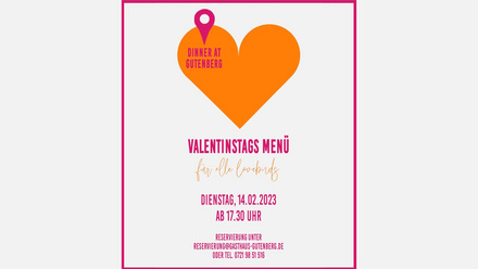 Valentinstags Menü im Gasthaus Gutenberg in Karlsruhe